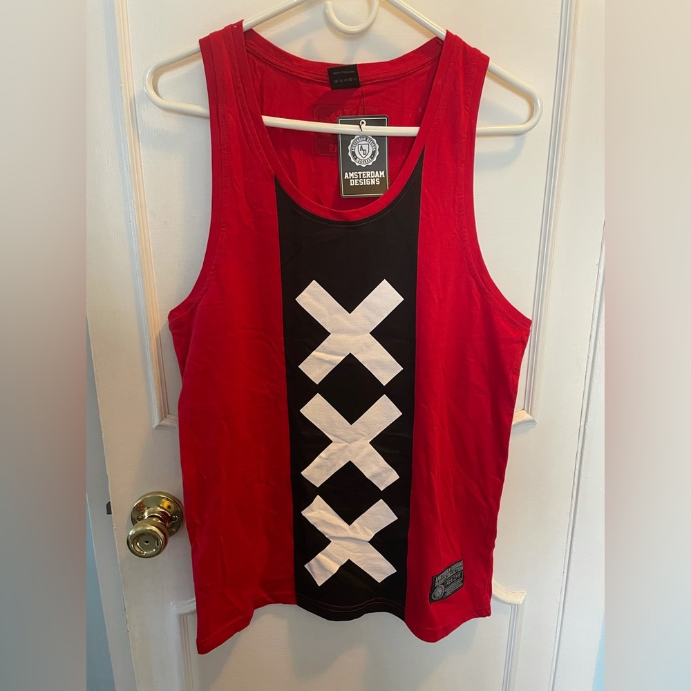Amsterdam sleeveless tank top mens size small red new